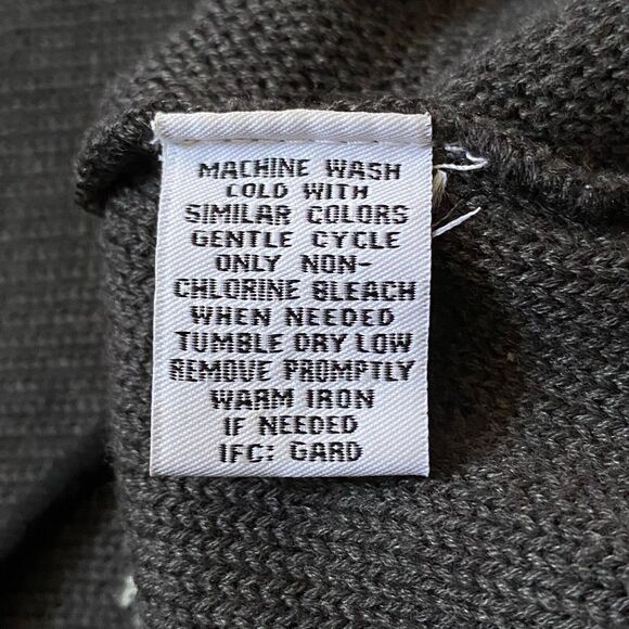 RBX Tie Front Sweater Womens Size L Dark Gray White Fluted Ribbed Knit Sleeves - Picture 12 of 16